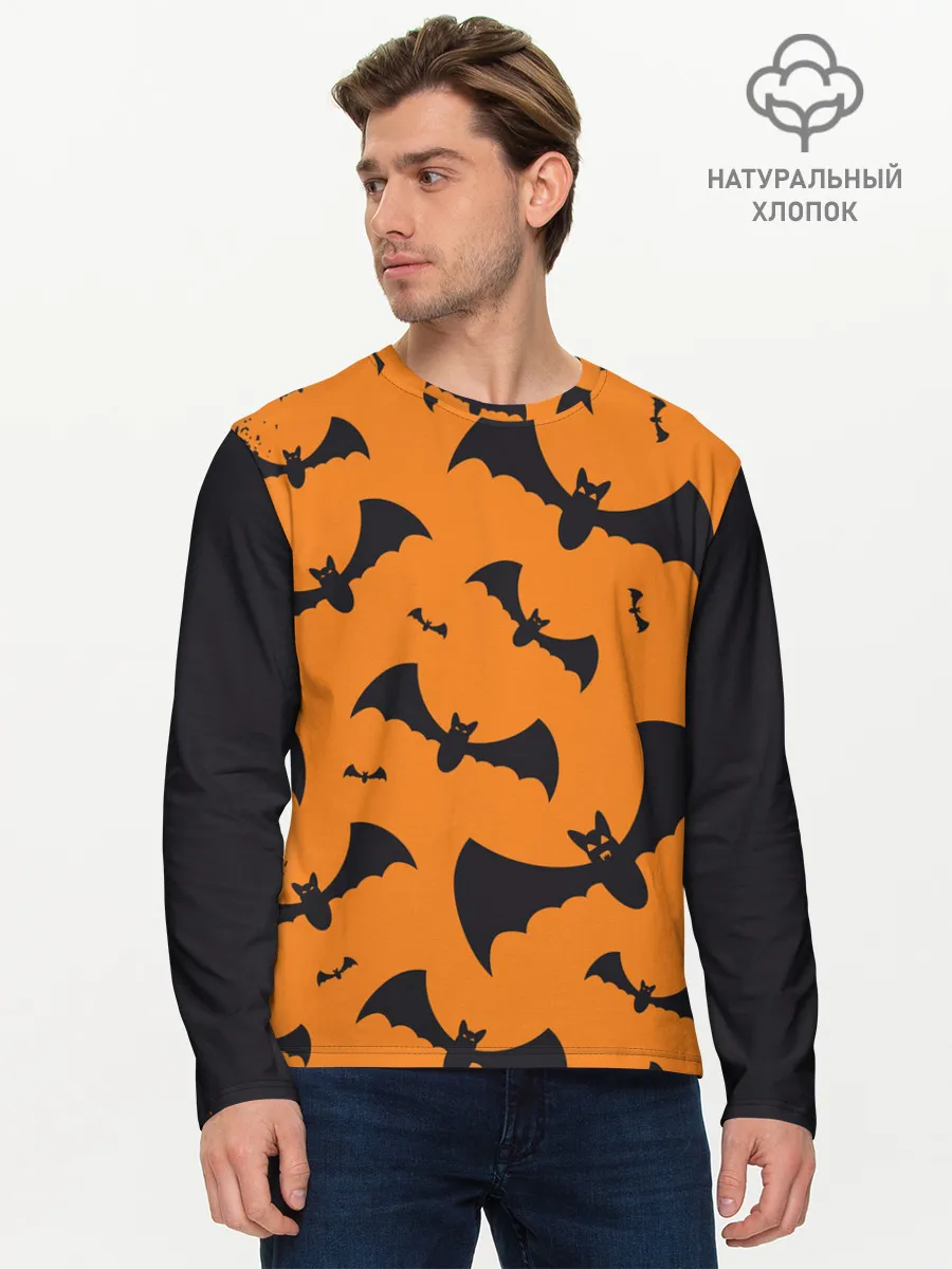 Мужской лонгслив базовый / ЛЕТУЧАЯ МЫШЬ В ДЕНЬ ХЭЛЛОУИНА