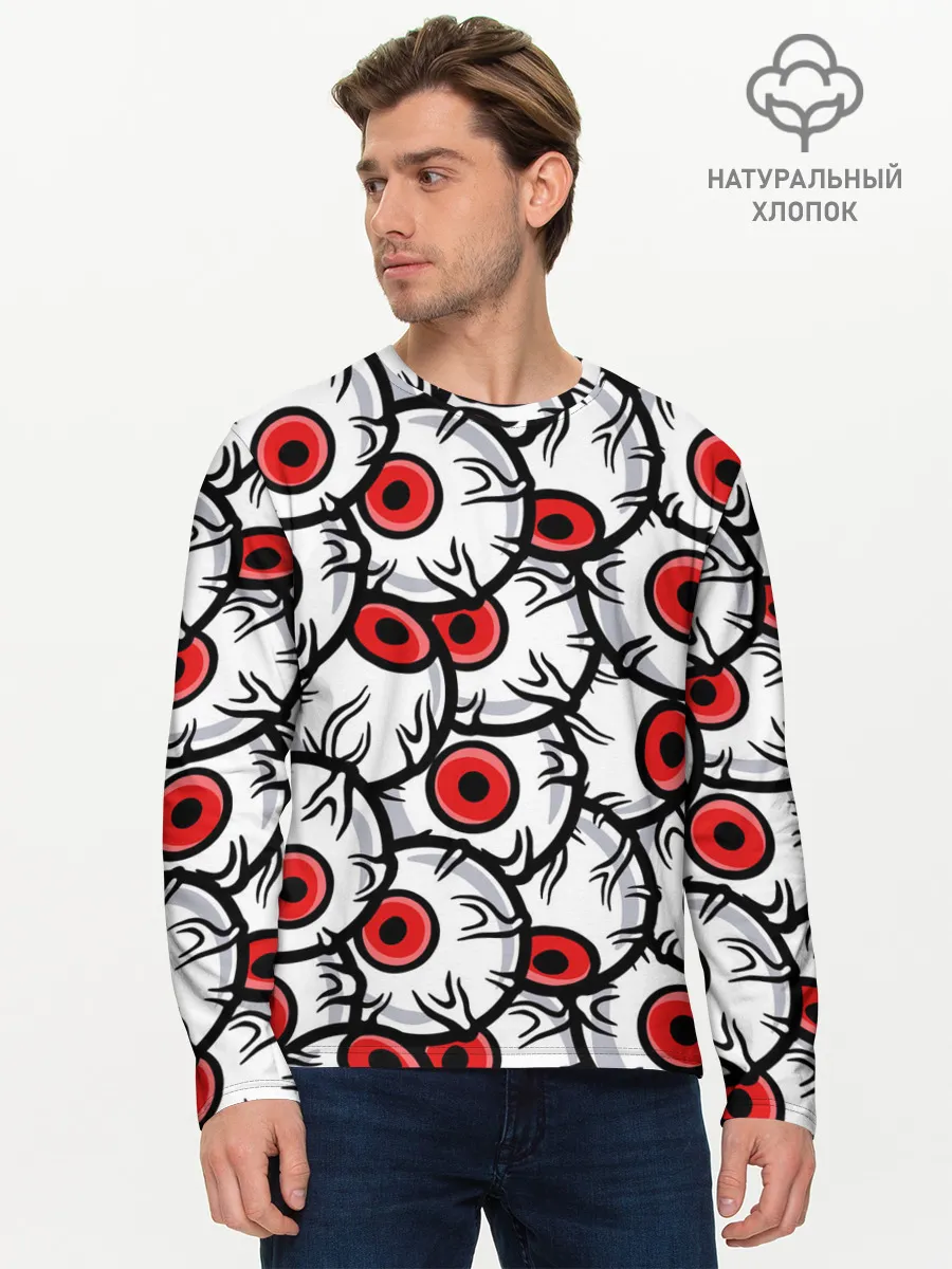 Мужской лонгслив базовый / HALLOWEEN EYES / ХЕЛЛОУИН ГЛАЗА