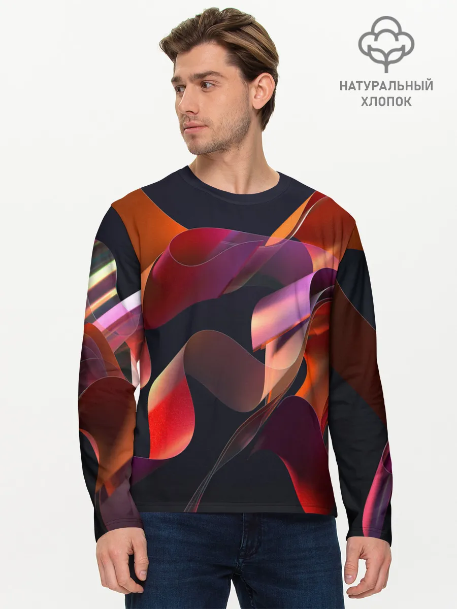 Мужской лонгслив базовый / Абстрактные ленты