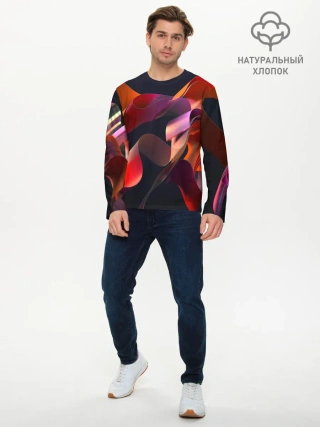 Мужской лонгслив базовый / Абстрактные ленты