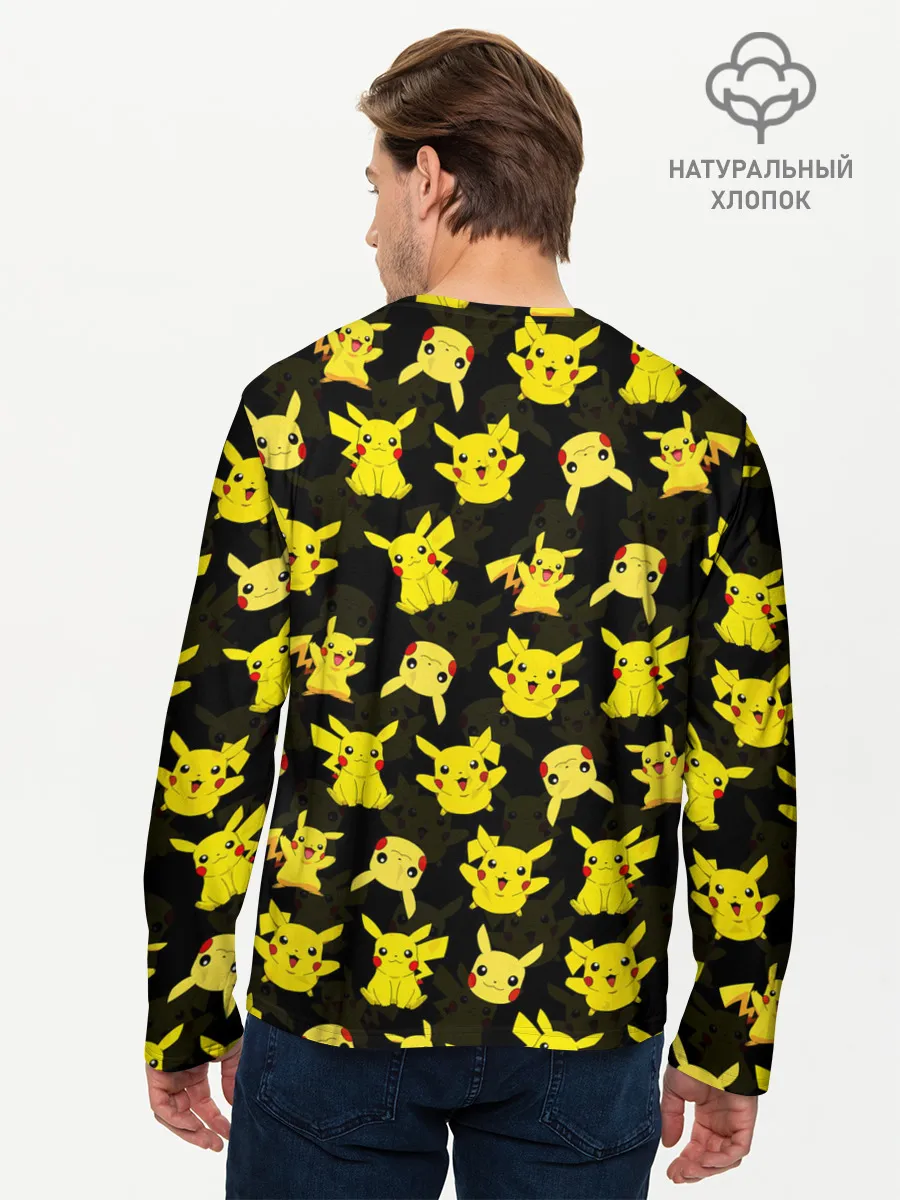 Мужской лонгслив базовый / ПИКАЧУ ПАТТЕРН / PIKA PIKACHU /