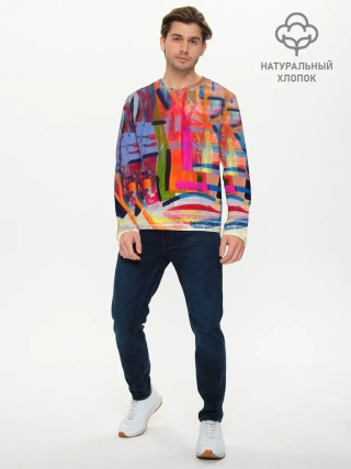Мужской лонгслив базовый / Абстракция из полос