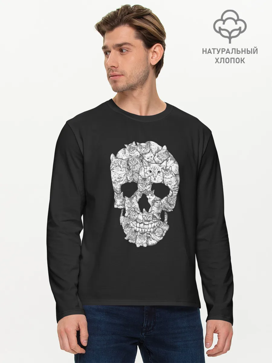Мужской лонгслив базовый / Череп из котов