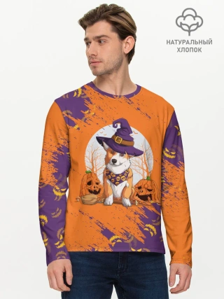 Мужской лонгслив базовый / КОРГИ НА ХЭЛЛОУИНЕ