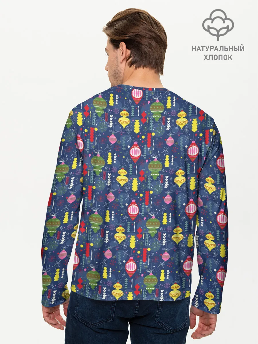 Мужской лонгслив базовый / Новогодние Ёлочные Игрушки