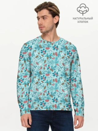 Мужской лонгслив базовый / Зимний Лесной Пейзаж