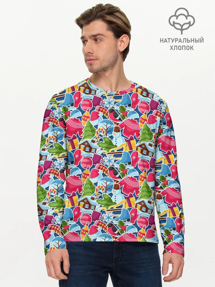 Мужской лонгслив базовый / С Рождеством и Новым Годом!