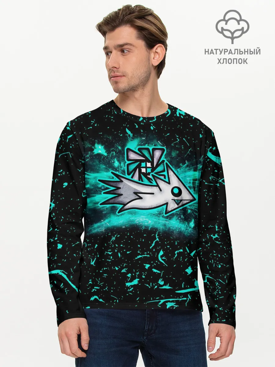 Мужской лонгслив базовый / Geometry Dash скин