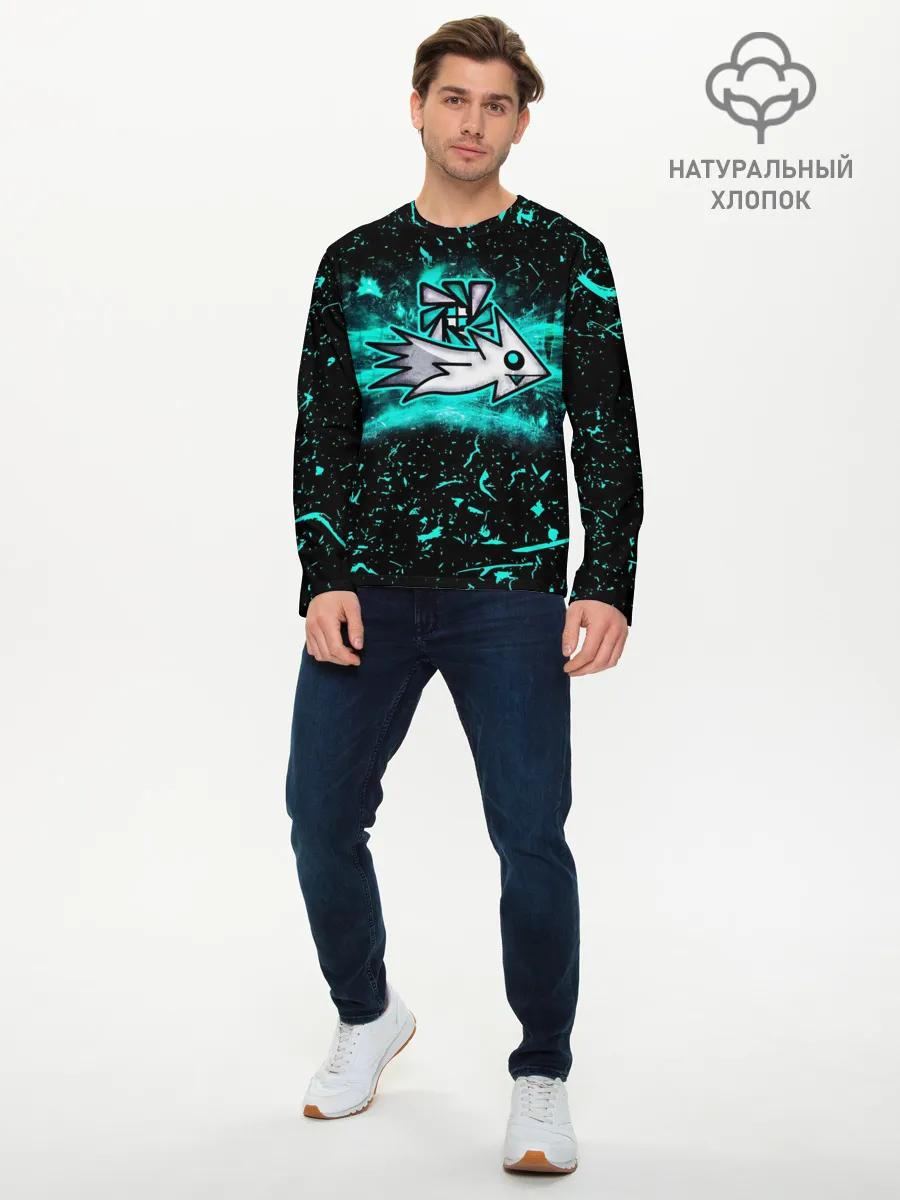 Мужской лонгслив базовый / Geometry Dash скин