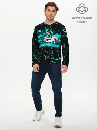 Мужской лонгслив базовый / Geometry Dash скин