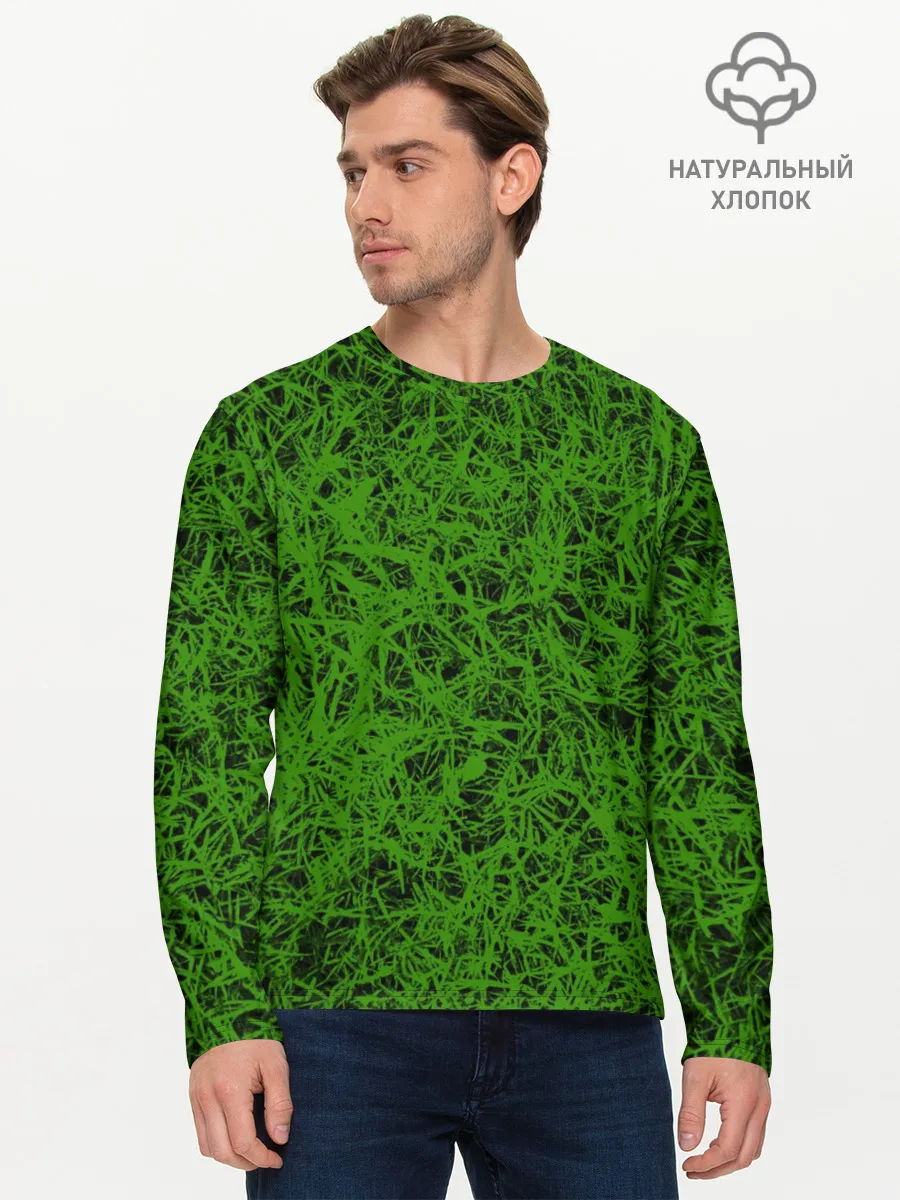 Мужской лонгслив базовый / зелёный паттерн