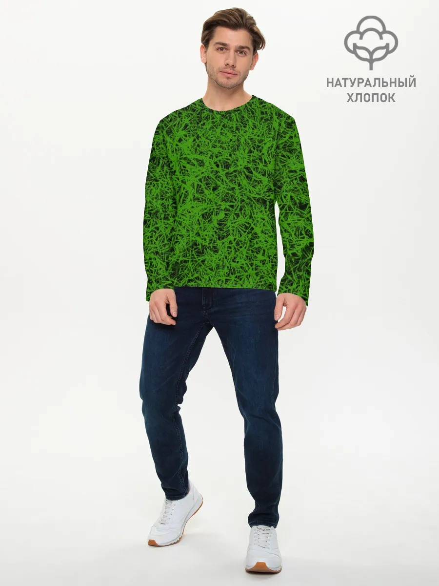 Мужской лонгслив базовый / зелёный паттерн