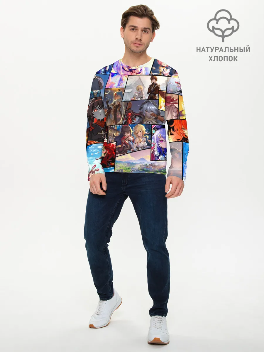 Мужской лонгслив базовый / Геншин импакт, персонажи