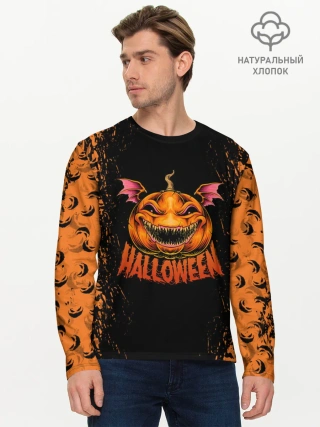 Мужской лонгслив базовый / ВЕСЕЛАЯ ТЫКВА | ХЭЛЛОУИН