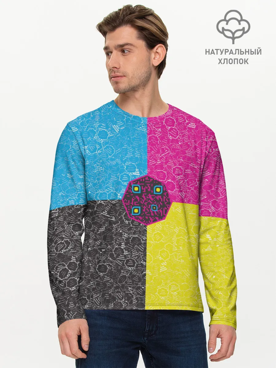 Мужской лонгслив базовый / Октагон на фоне АПВ 4.1.14