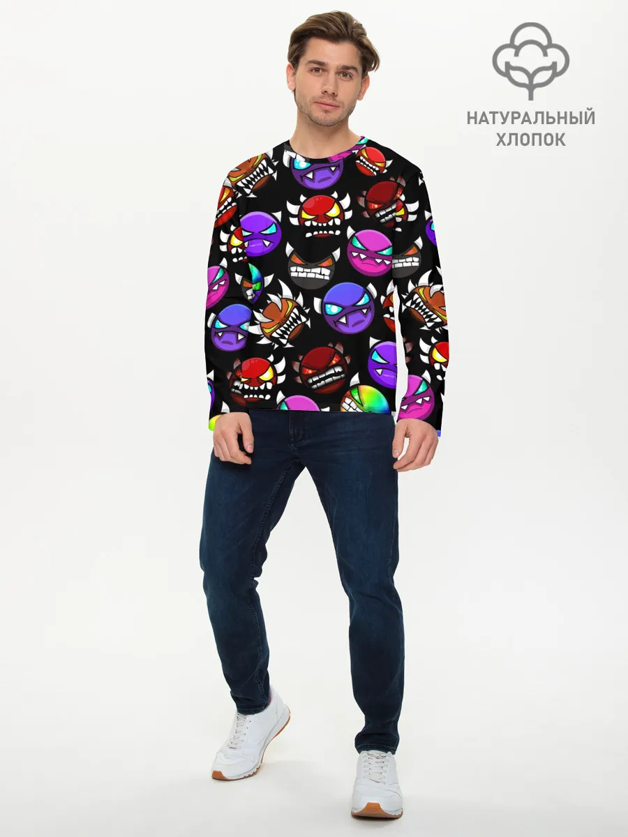 Мужской лонгслив базовый / Geometry Dash Demons