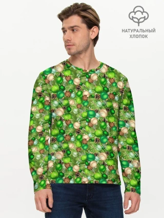 Мужской лонгслив базовый / Новогодние Игрушки