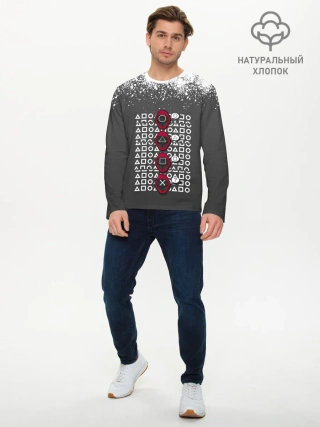 Мужской лонгслив базовый / КТО КРЕСТ | ИГРА В КАЛЬМАРА