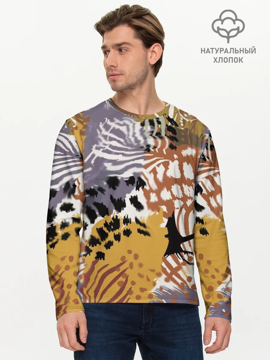 Мужской лонгслив базовый / Зебра Пятнистая