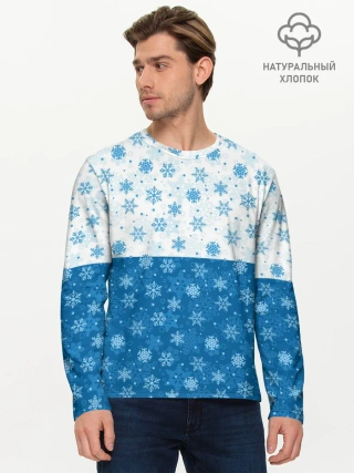 Мужской лонгслив базовый / Светло-Тёмные Снежинки