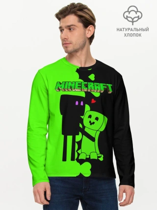 Мужской лонгслив базовый / Любовь Эндермена и Крипера Майнкрафт