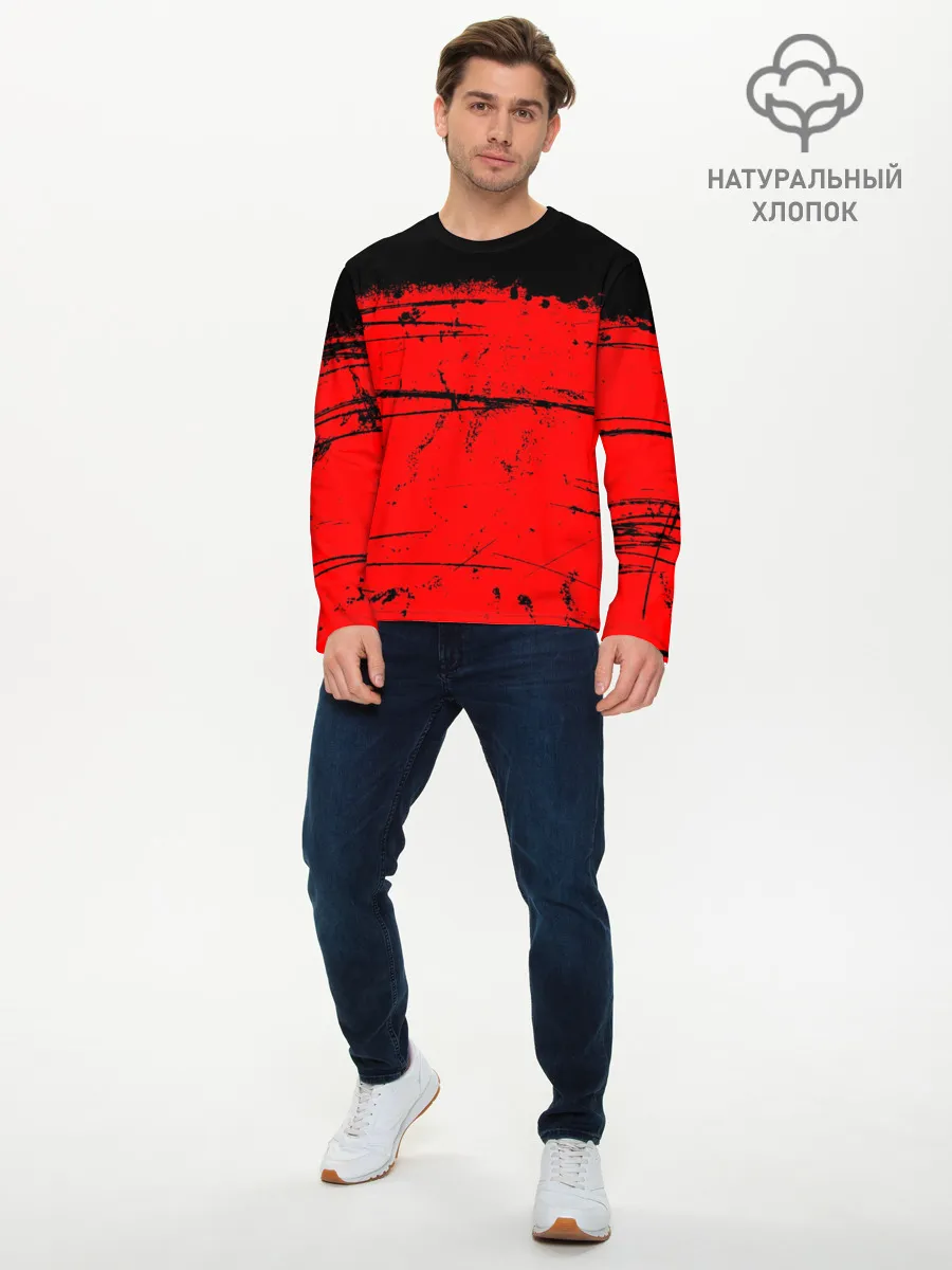Мужской лонгслив базовый / КРАСНЫЙ ГРАНЖ | RED GRUNGE