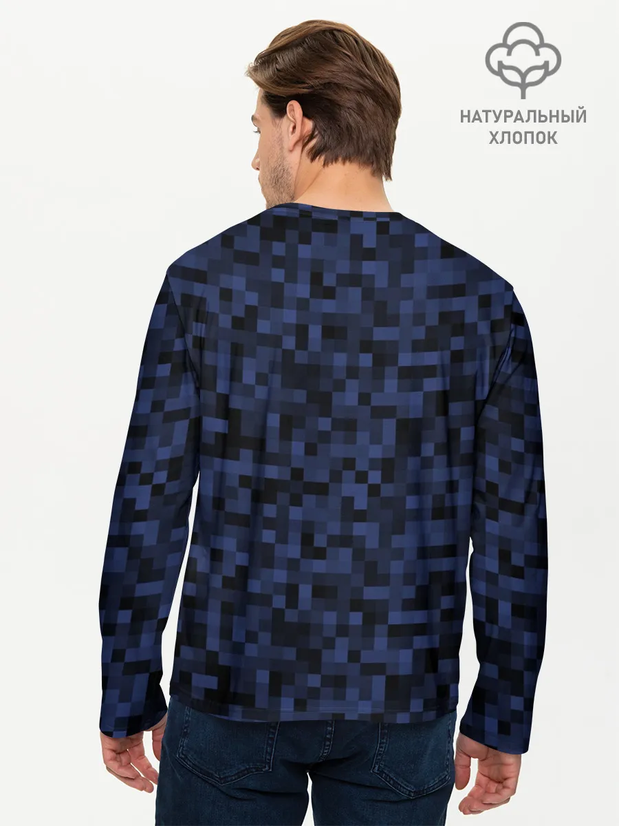 Мужской лонгслив базовый / Темная пиксельная абстракция
