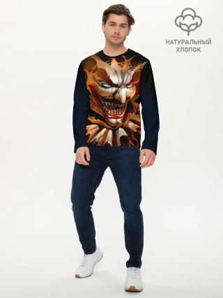 Мужской лонгслив базовый / Улыбка смерти в Хэллоуин