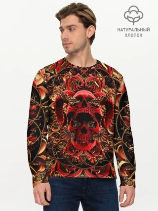 Мужской лонгслив базовый / Череп красного демона