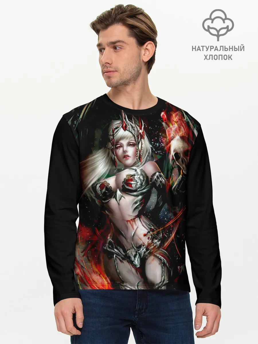 Мужской лонгслив базовый / Ведьма с красными глазами