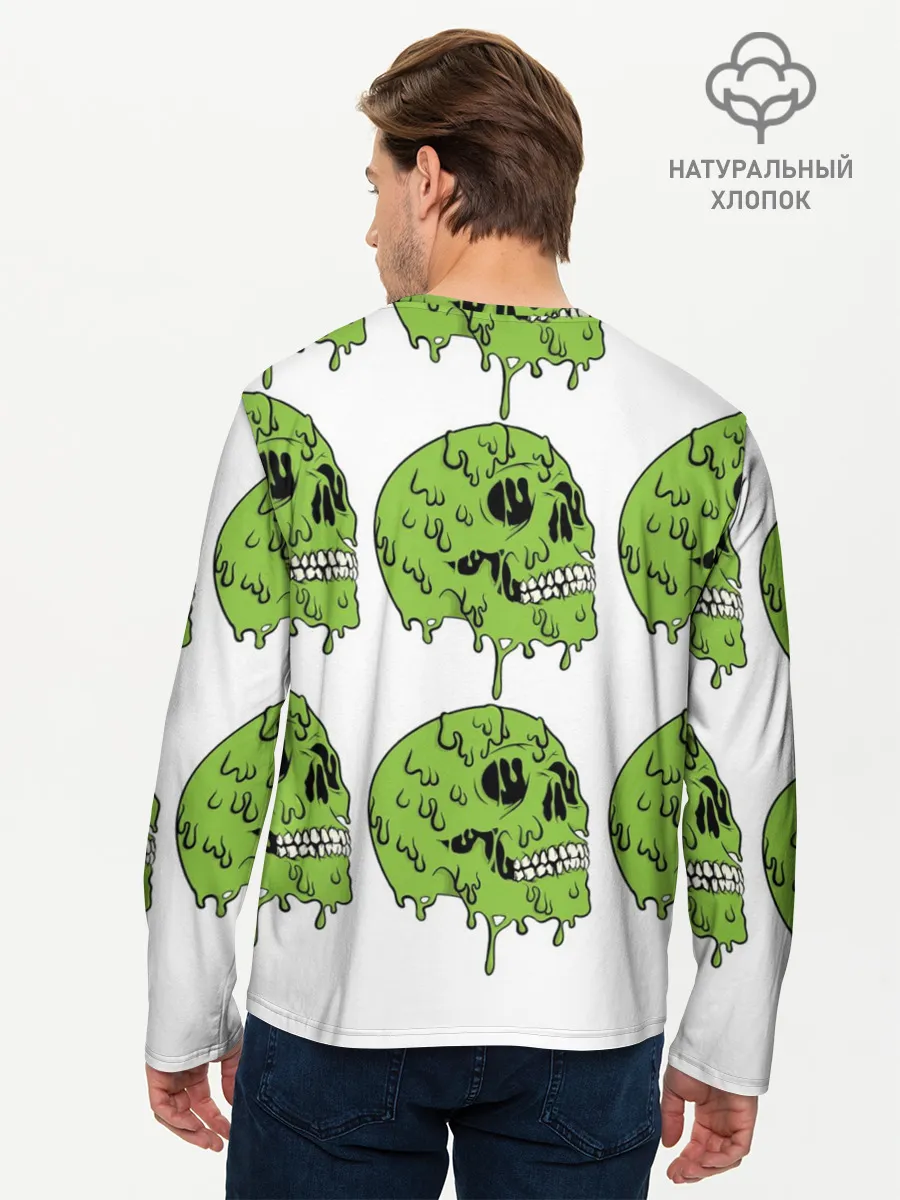 Мужской лонгслив базовый / Кислотный Череп!)