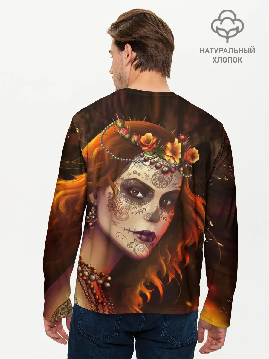 Мужской лонгслив базовый / Рыжая Ведьма с розами