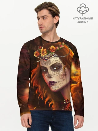 Мужской лонгслив базовый / Рыжая Ведьма с розами