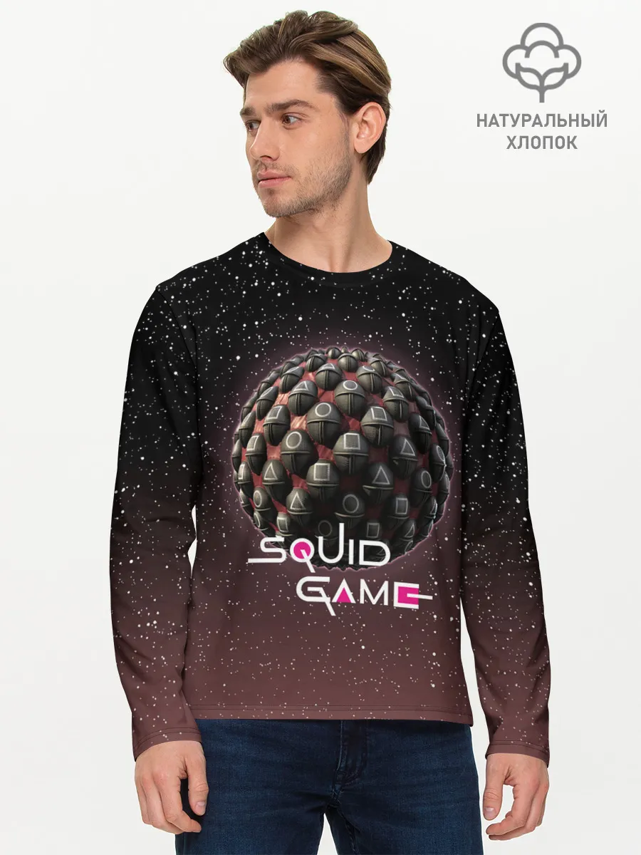 Мужской лонгслив базовый / ПЛАНЕТА ИГР | ИГРА В КАЛЬМАРА