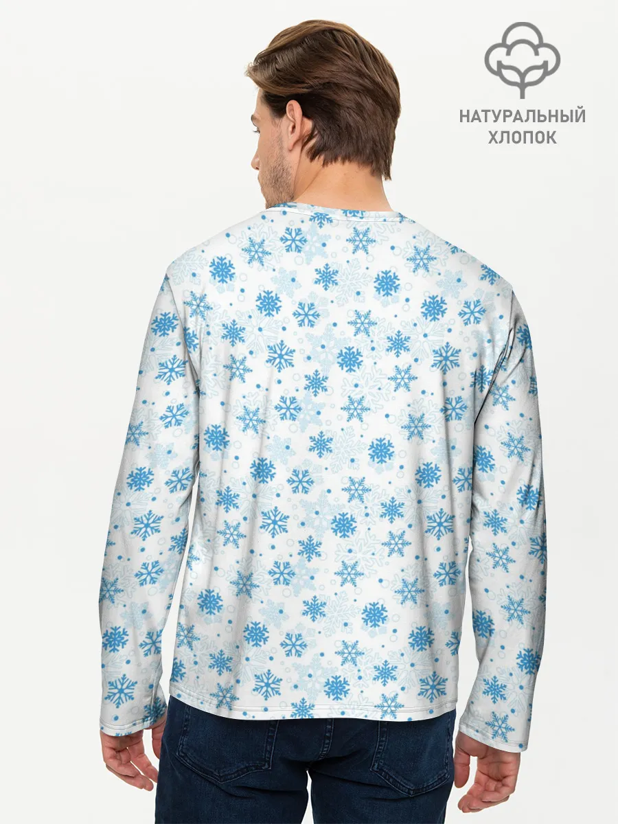 Мужской лонгслив базовый / Снежинки
