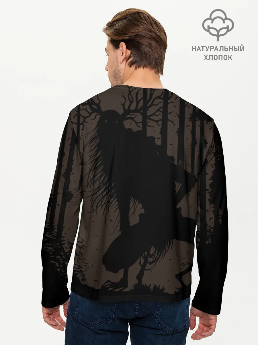 Мужской лонгслив базовый / Зубастая тыква на Хэллоуин