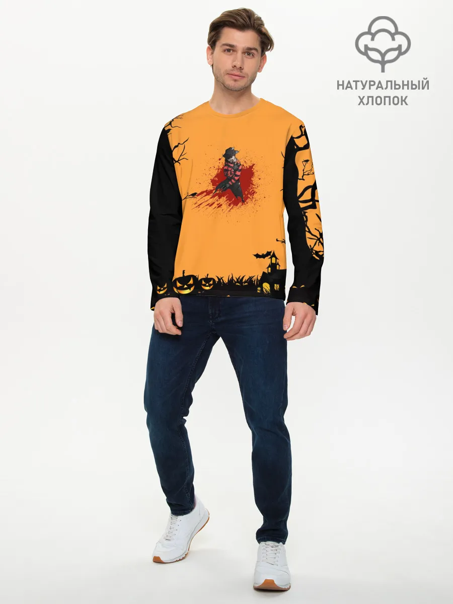 Мужской лонгслив базовый / Halloween Freddy Blood