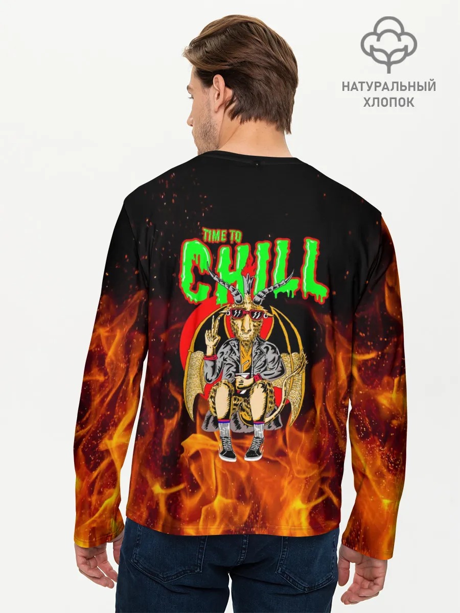 Мужской лонгслив базовый / Time to chill in fire
