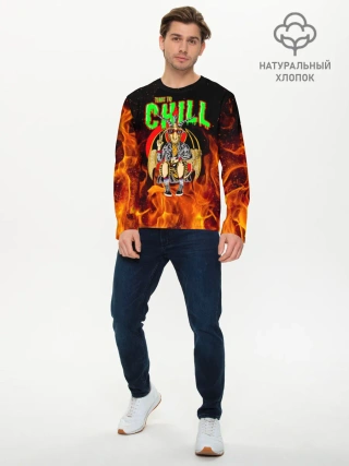 Мужской лонгслив базовый / Time to chill in fire
