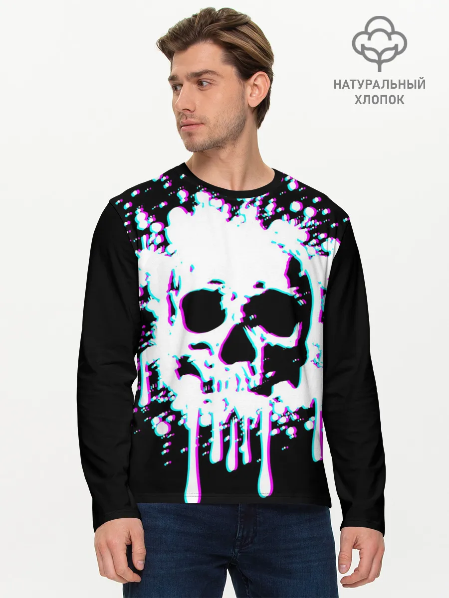 Мужской лонгслив базовый / Мерцающий череп
