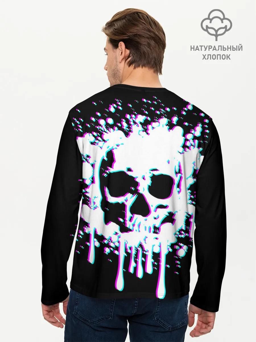 Мужской лонгслив базовый / Мерцающий череп