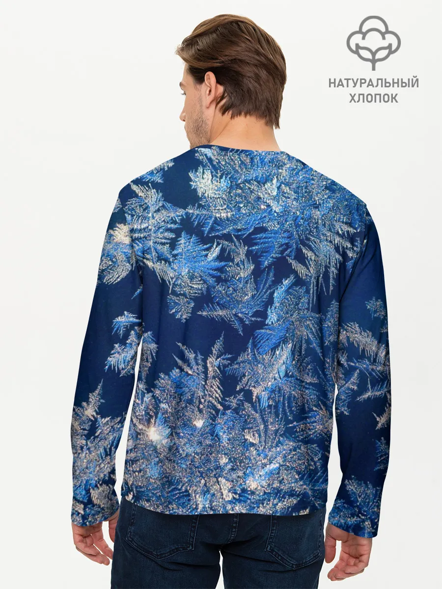 Мужской лонгслив базовый / Снежинки макро snowflakes macro