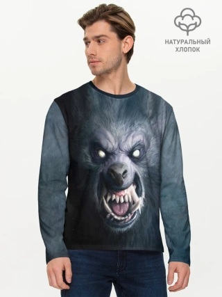 Мужской лонгслив базовый / ВОЛК-ОБОРОТЕНЬ