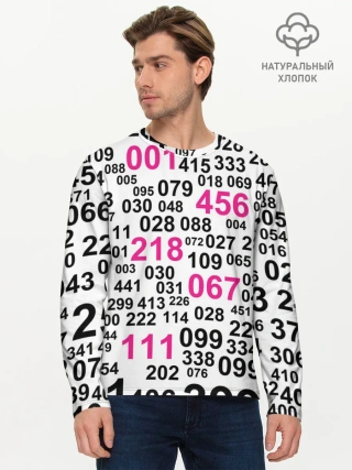 Мужской лонгслив базовый / ИГРА В КАЛЬМАРА, ЧИСЛА ИГРОКОВ