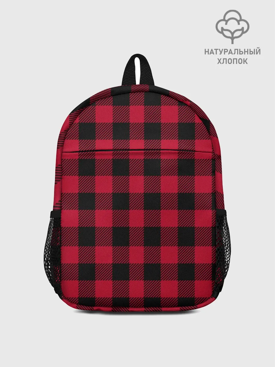 Рюкзак детский / Красный паттерн крупная клетка