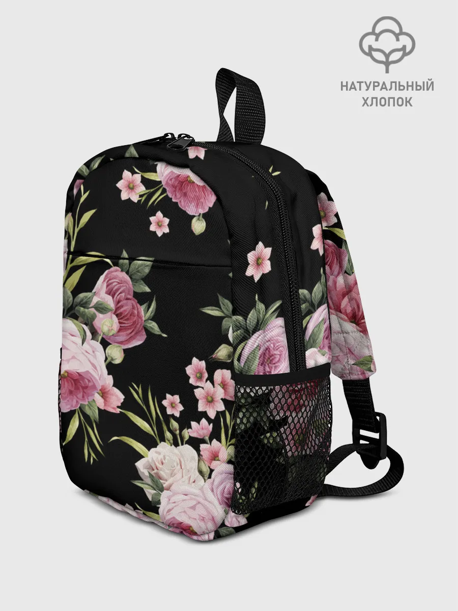 Рюкзак детский / Пионы на Чёрном