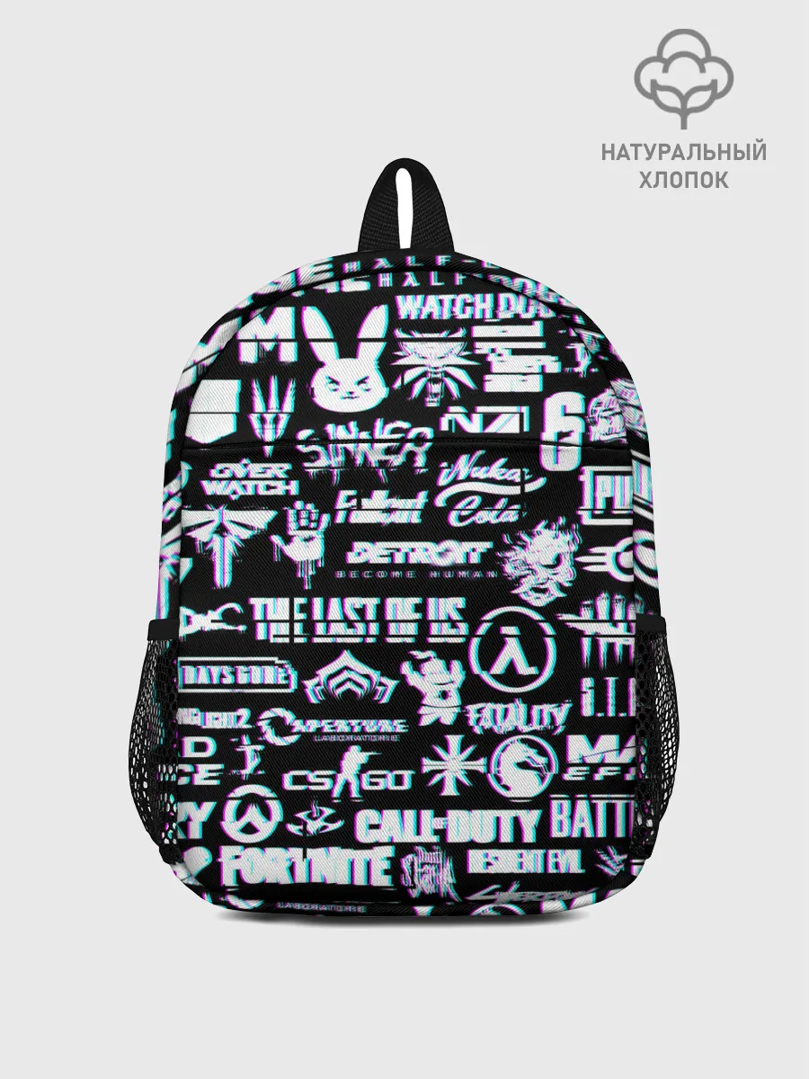 Рюкзак детский / ЛОГОТИПЫ ИГР GLITCH | ГЛИТЧ