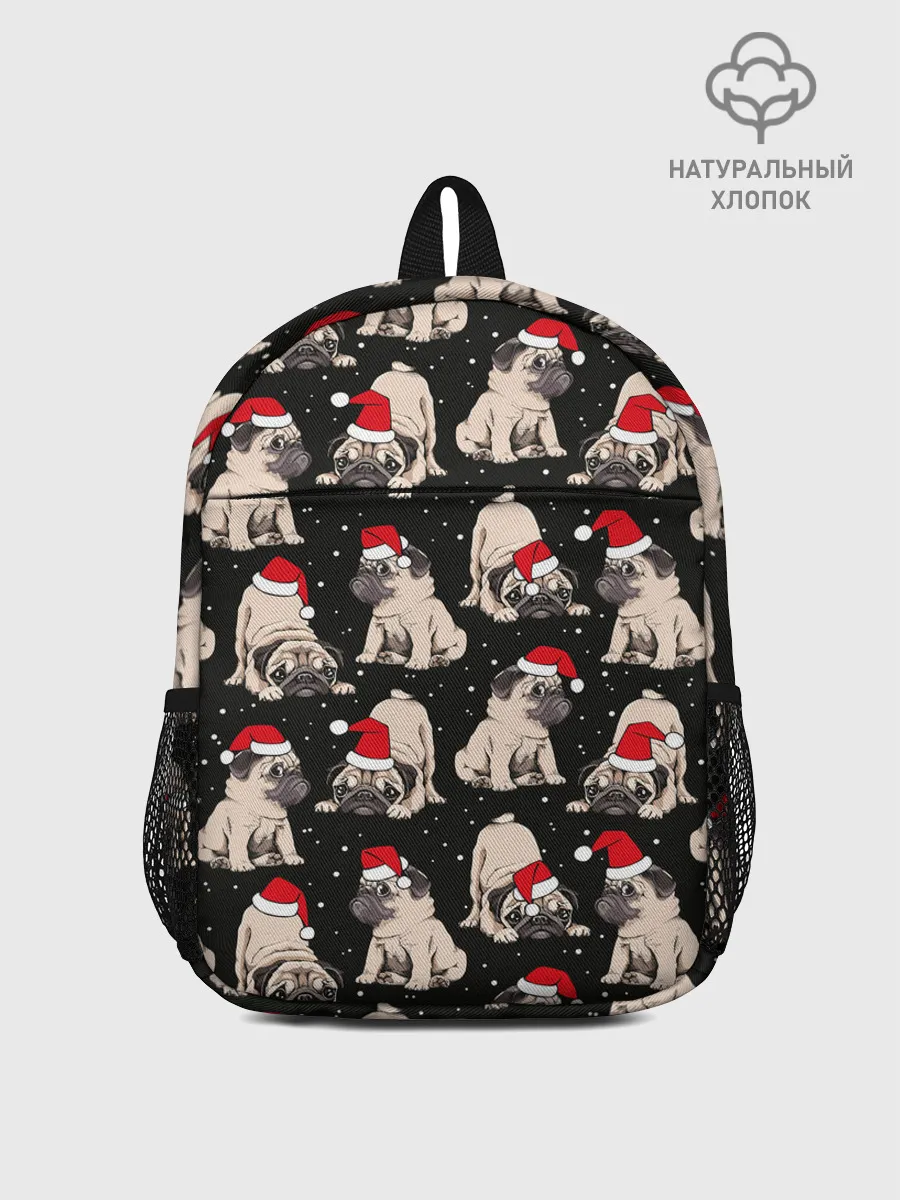 Рюкзак детский / Новогодние мопсы
