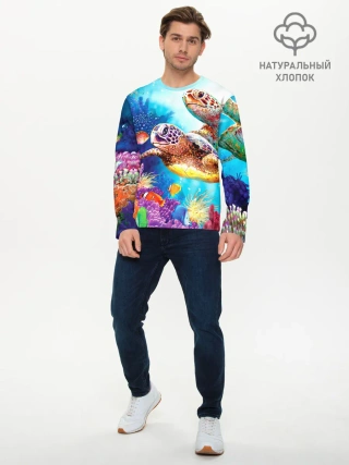 Мужской лонгслив базовый / Морские черепахи