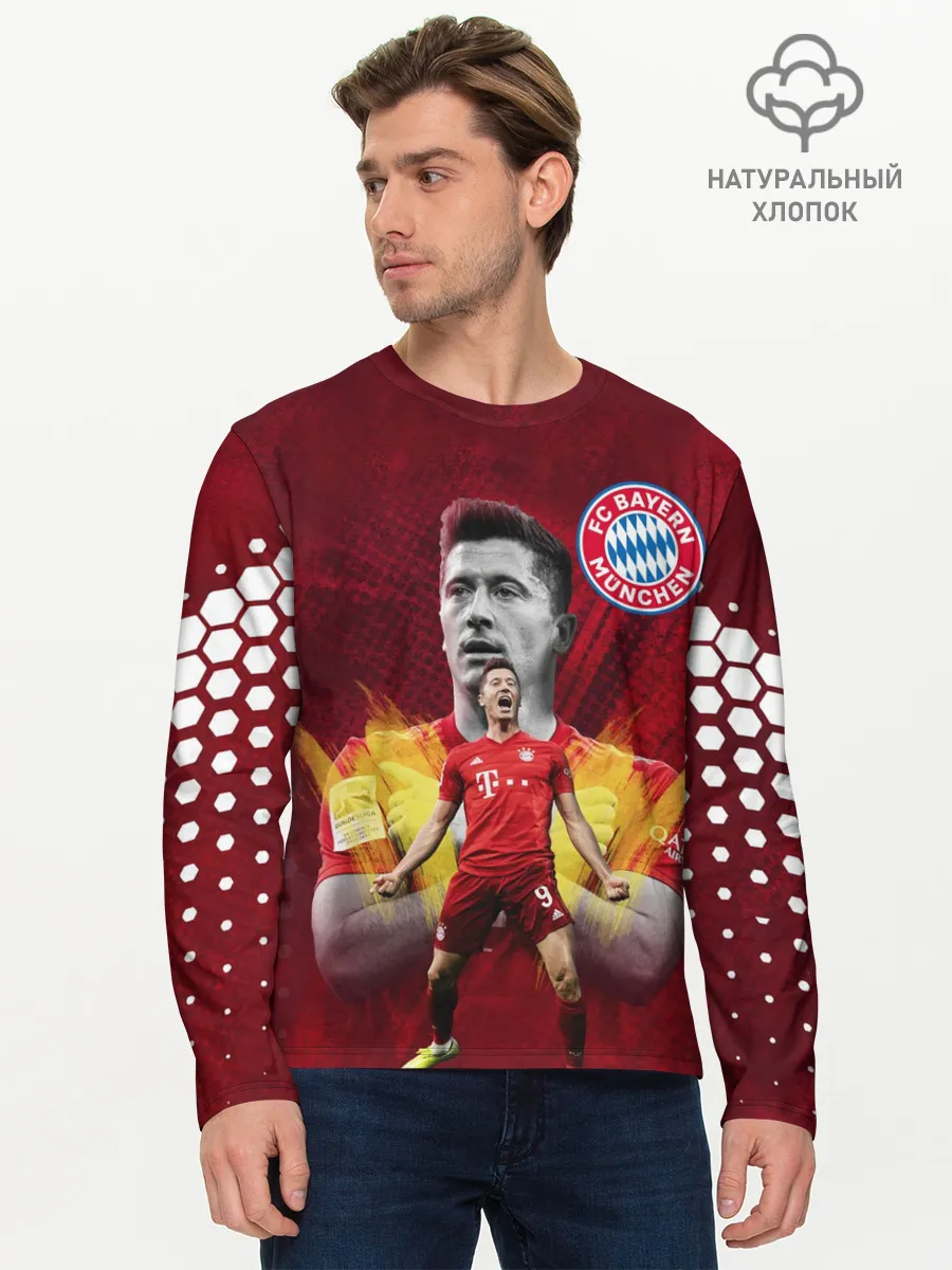 Мужской лонгслив базовый / РОБЕРТ ЛЕВАНДОВСКИ / БАВАРИЯ